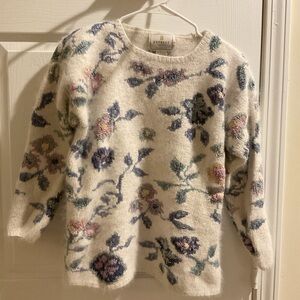 Express Floral Knit Sweater - Cream and Multicolor